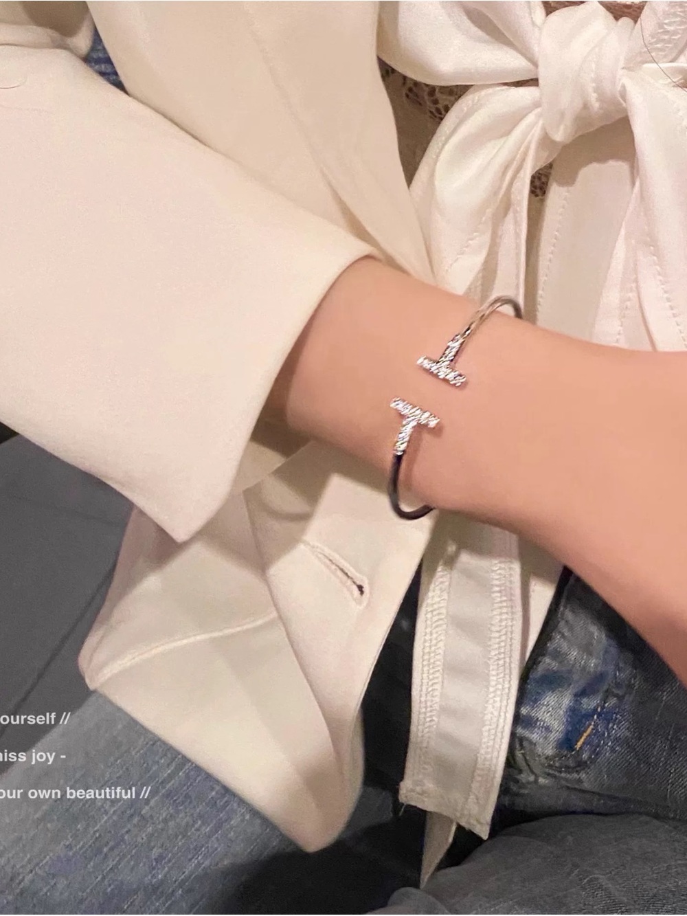Silver-Tone Crystal Open Cuff Bracelet – Women’s Jewelry